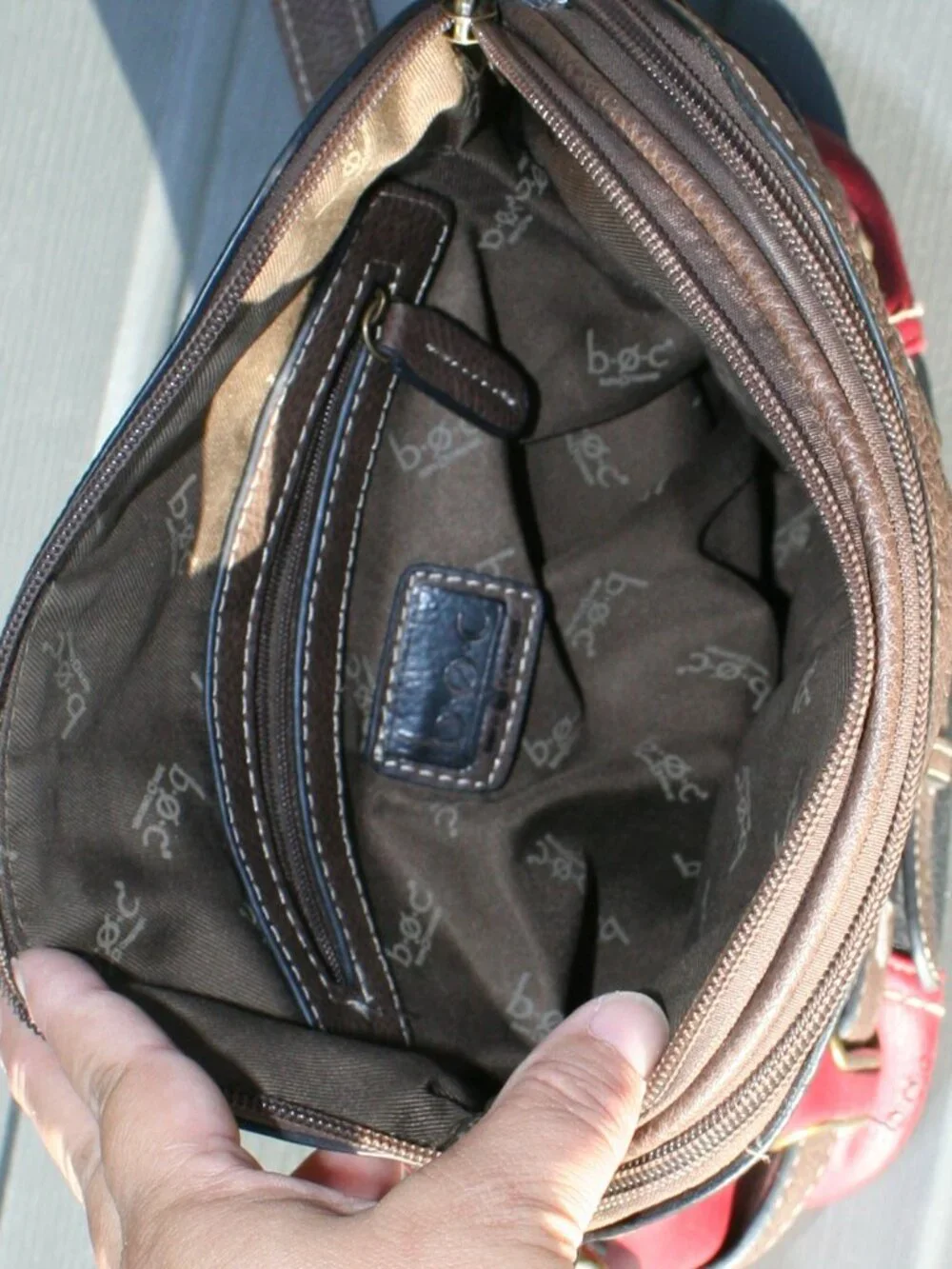 b.o.c. Born Concept Red & Black Studded Crossbody Bag